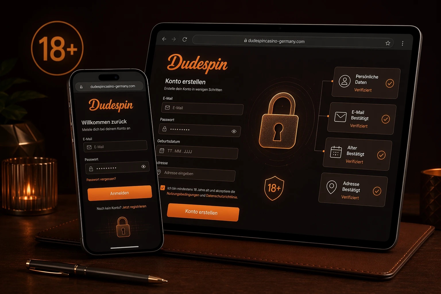 Registrierung und Login in der Dudespin App
