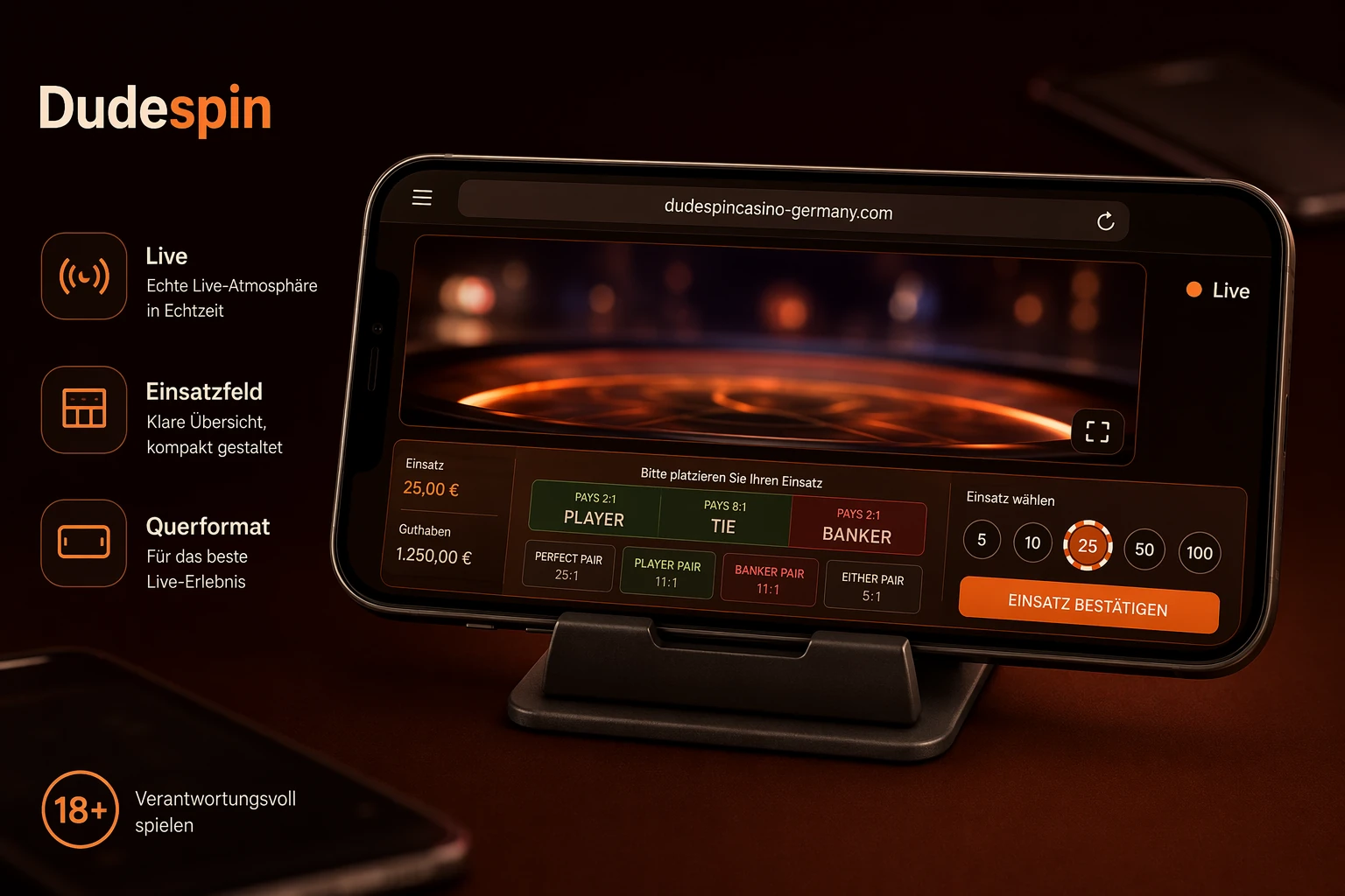 Mobile Live Casino bei Dudespin