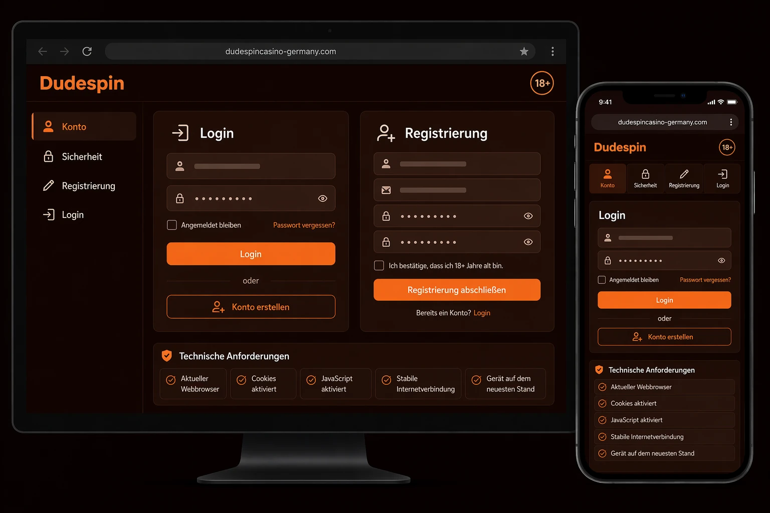 Dudespin Login und Registrierung im Überblick